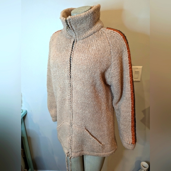 Wool zip up Cardigan jacket with fleece lining. 100% wool size L by Laundromat - Picture 1 of 11
